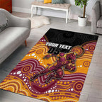 Custom Broncos Area Rug Horse Mascot With Aboriginal Indigenous