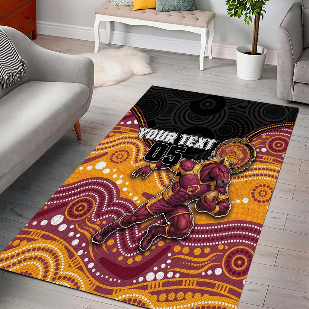 Custom Broncos Area Rug Horse Mascot With Aboriginal Indigenous