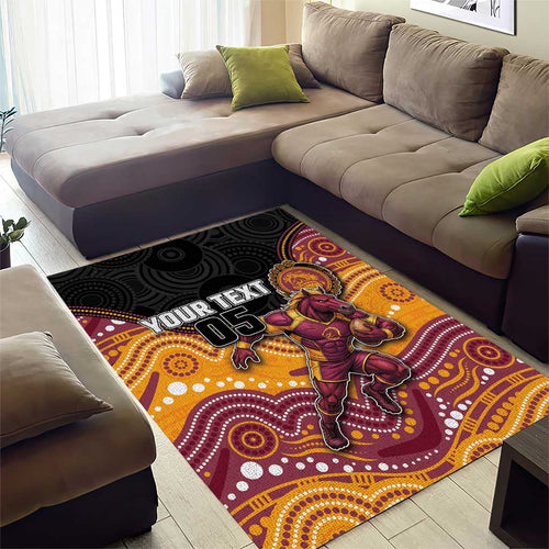 Custom Broncos Area Rug Horse Mascot With Aboriginal Indigenous
