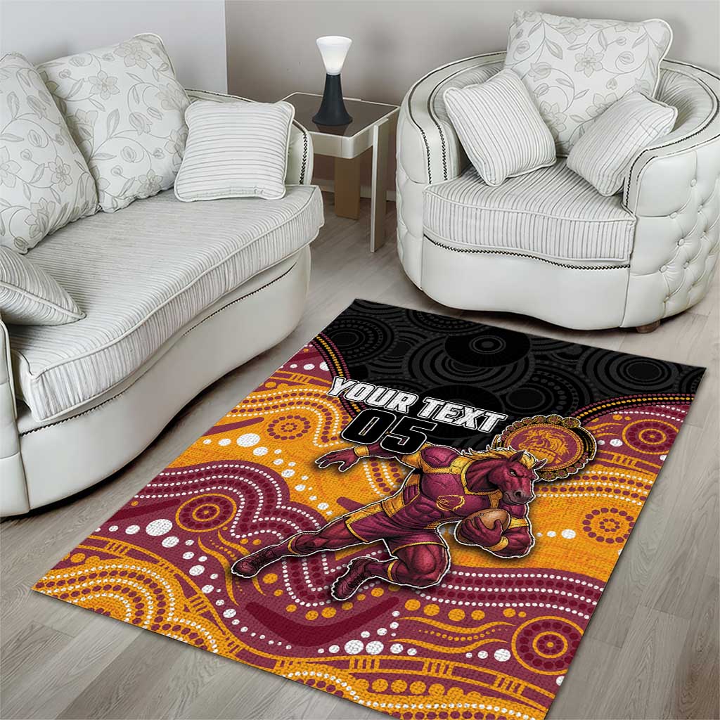 Custom Broncos Area Rug Horse Mascot With Aboriginal Indigenous