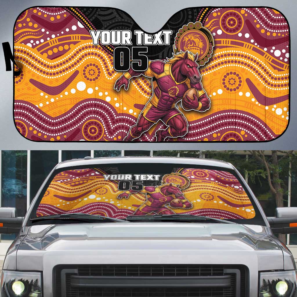 Custom Broncos Auto Sun Shade Horse Mascot With Aboriginal Indigenous
