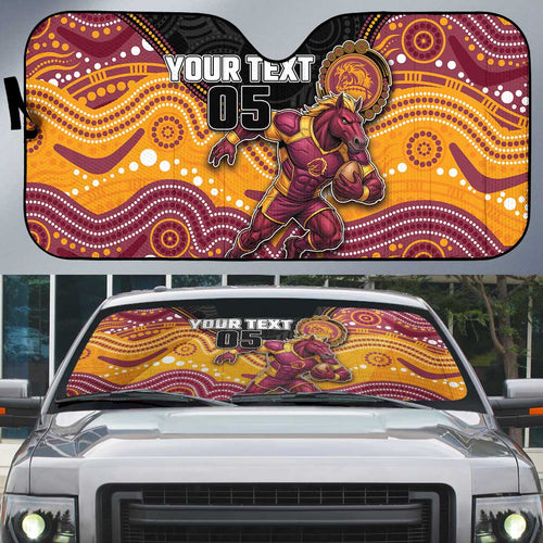 Custom Broncos Auto Sun Shade Horse Mascot With Aboriginal Indigenous