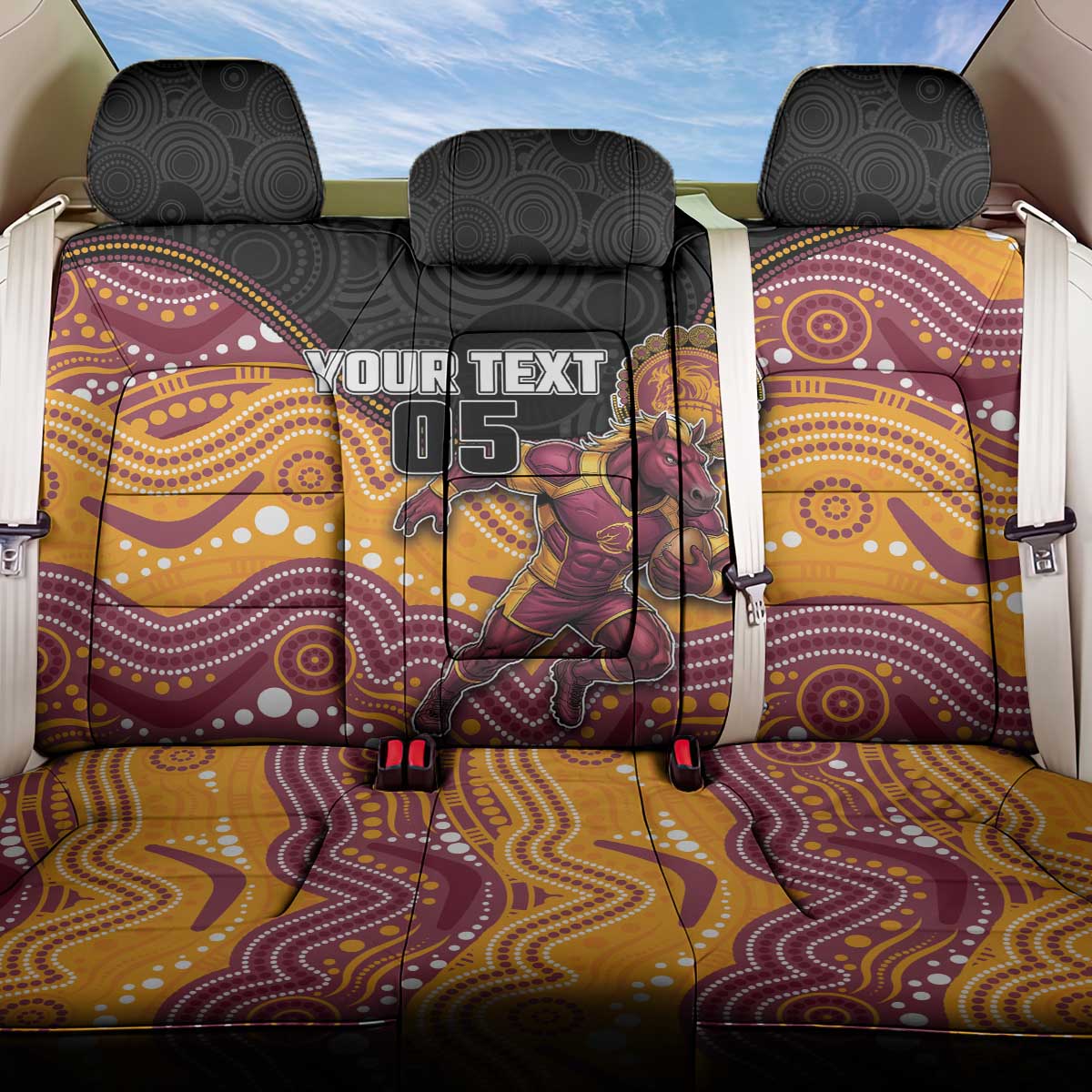 Custom Broncos Back Car Seat Cover Horse Mascot With Aboriginal Indigenous