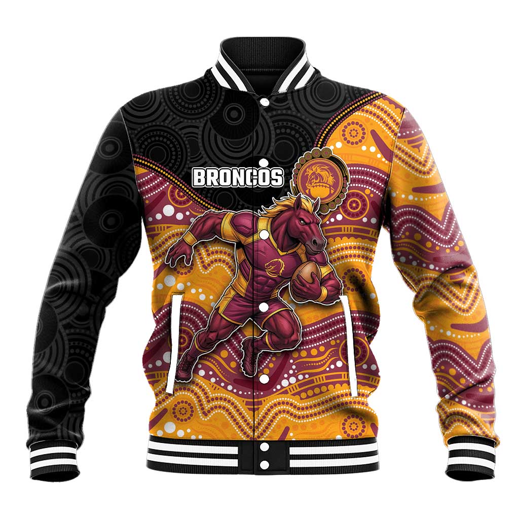 Custom Broncos Baseball Jacket Horse Mascot With Aboriginal Indigenous