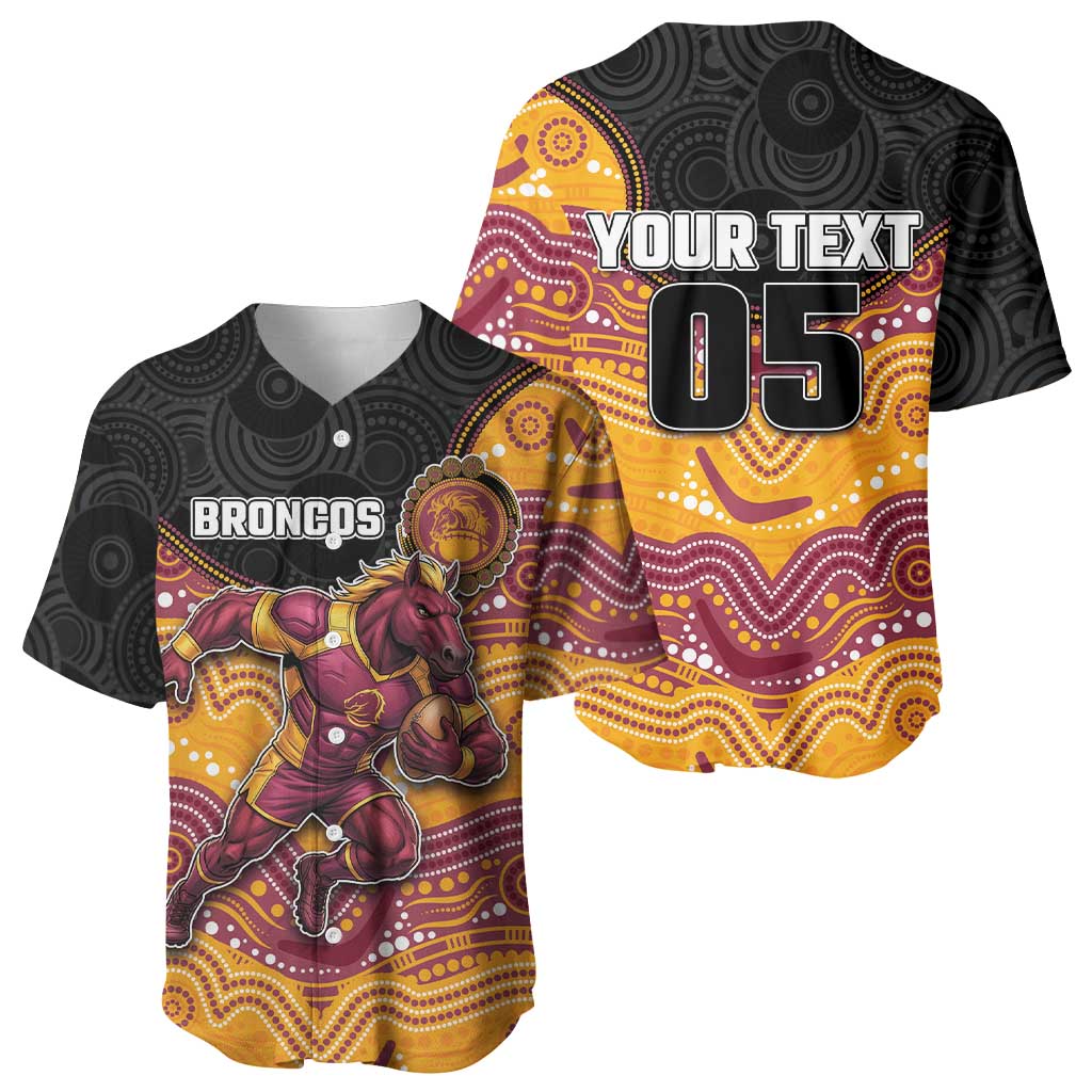 Custom Broncos Baseball Jersey Horse Mascot With Aboriginal Indigenous