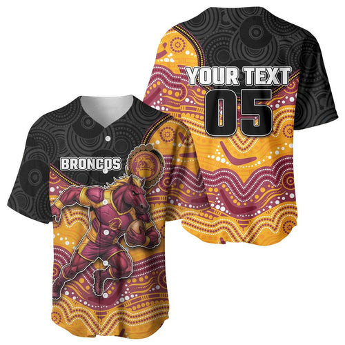 Custom Broncos Baseball Jersey Horse Mascot With Aboriginal Indigenous