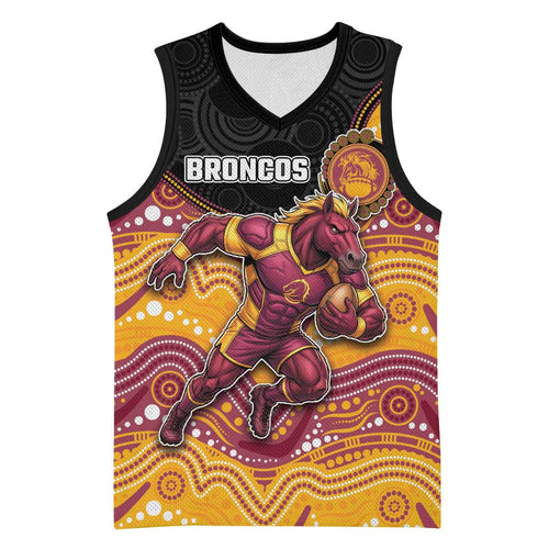 Custom Broncos Basketball Jersey Horse Mascot With Aboriginal Indigenous
