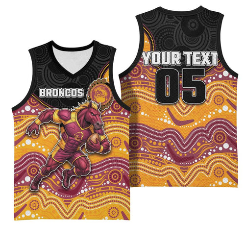 Custom Broncos Basketball Jersey Horse Mascot With Aboriginal Indigenous