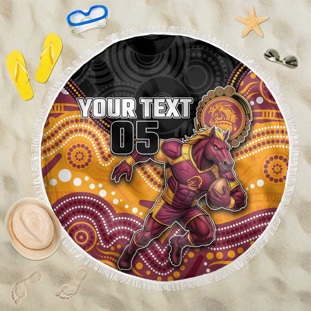 Custom Broncos Beach Blanket Horse Mascot With Aboriginal Indigenous