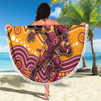 Custom Broncos Beach Blanket Horse Mascot With Aboriginal Indigenous