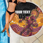 Custom Broncos Beach Blanket Horse Mascot With Aboriginal Indigenous