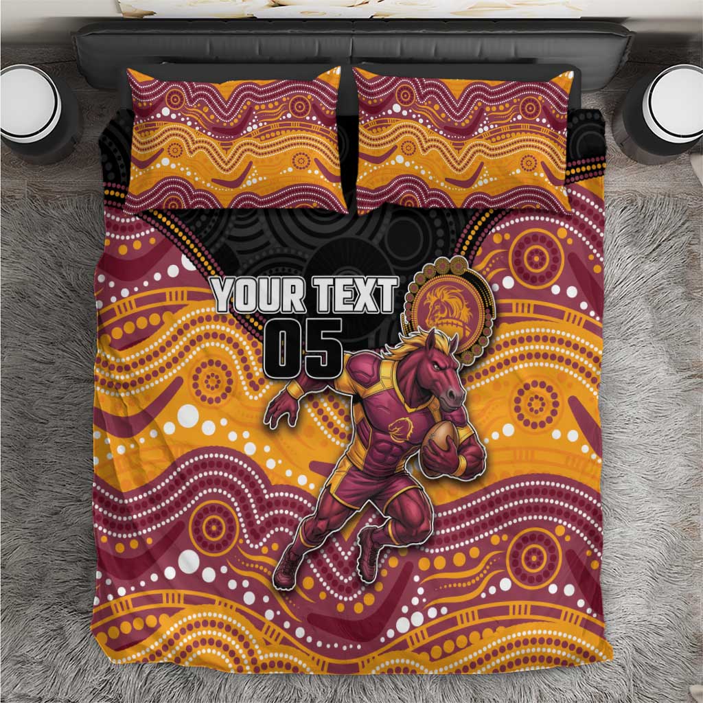 Custom Broncos Bedding Set Horse Mascot With Aboriginal Indigenous