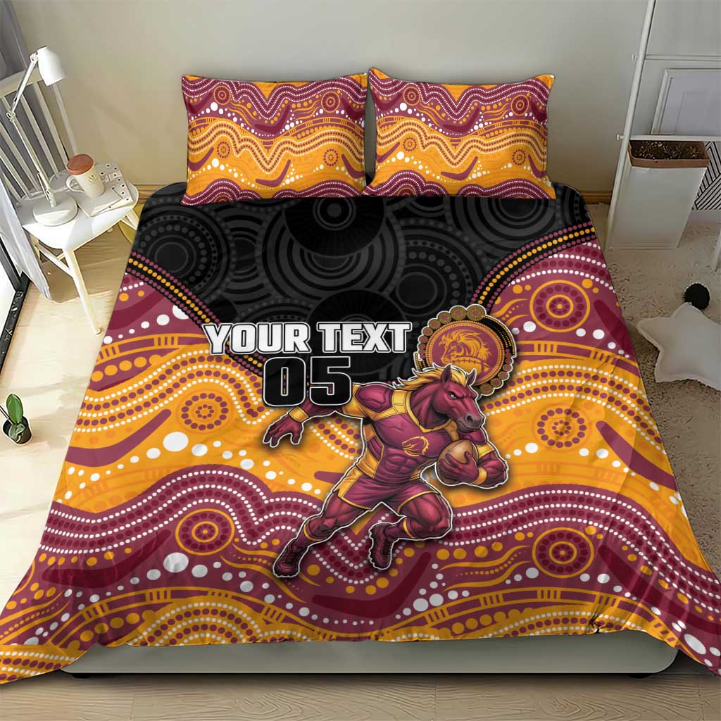 Custom Broncos Bedding Set Horse Mascot With Aboriginal Indigenous