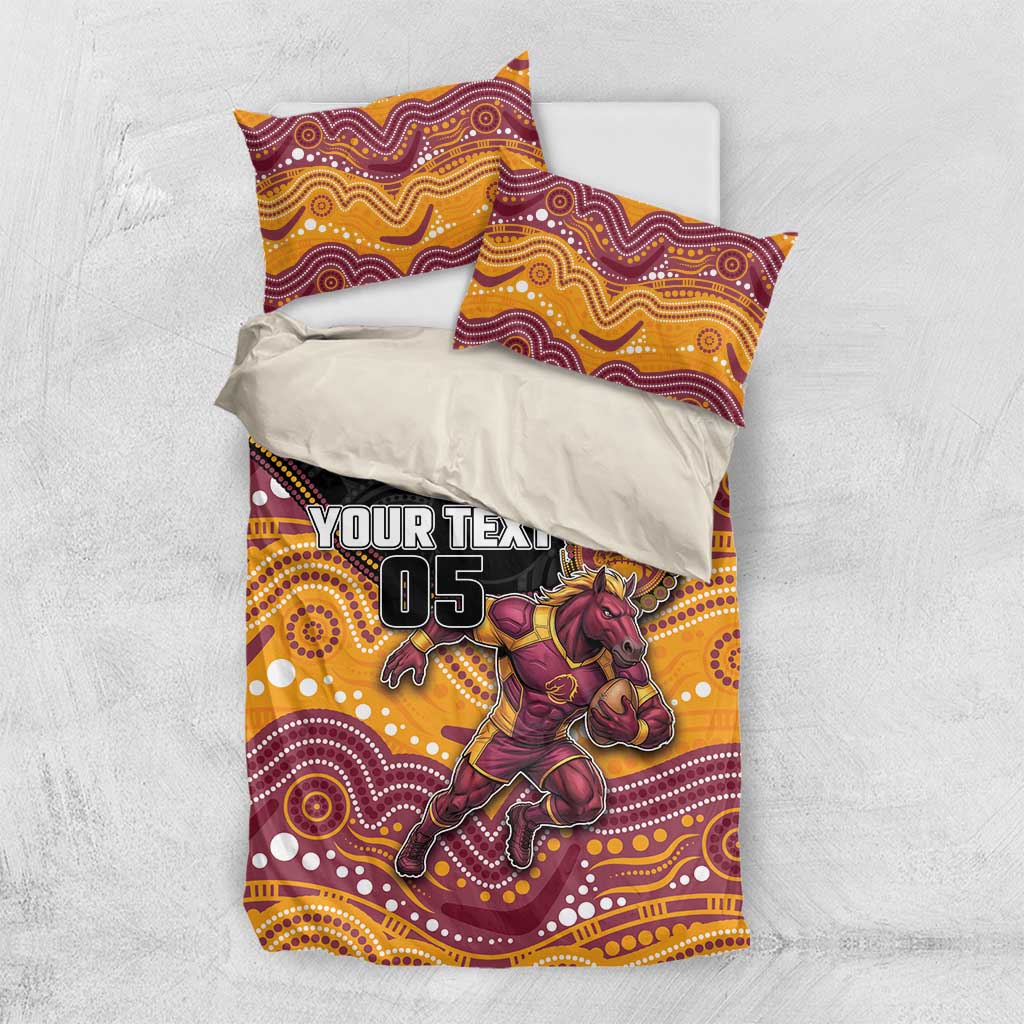 Custom Broncos Bedding Set Horse Mascot With Aboriginal Indigenous