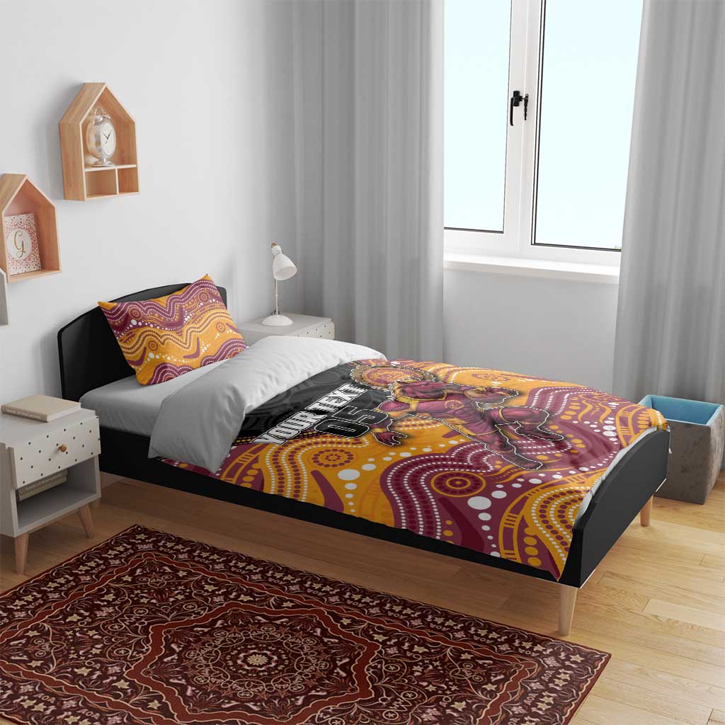 Custom Broncos Bedding Set Horse Mascot With Aboriginal Indigenous