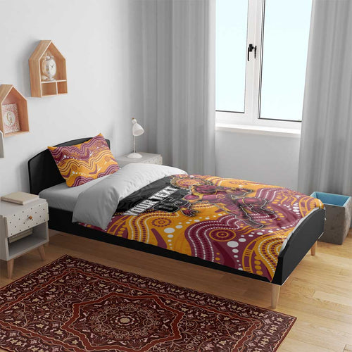 Custom Broncos Bedding Set Horse Mascot With Aboriginal Indigenous