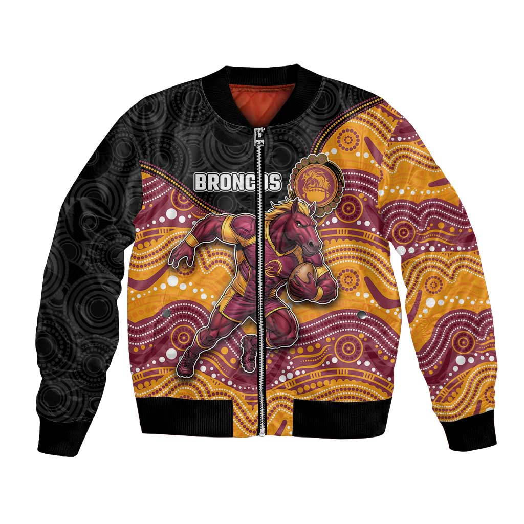 Custom Broncos Bomber Jacket Horse Mascot With Aboriginal Indigenous