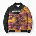 Custom Broncos Bomber Puffer Jacket Horse Mascot With Aboriginal Indigenous