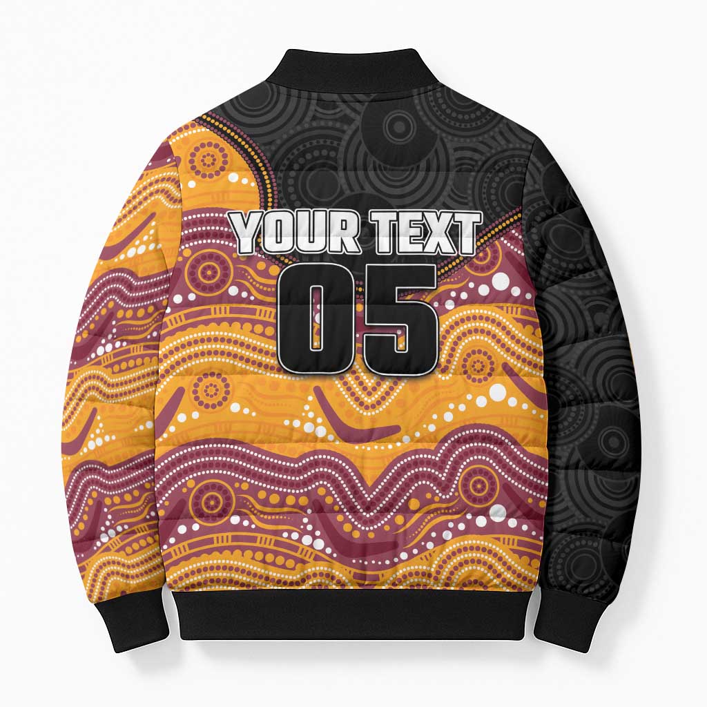 Custom Broncos Bomber Puffer Jacket Horse Mascot With Aboriginal Indigenous