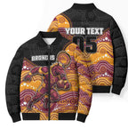 Custom Broncos Bomber Puffer Jacket Horse Mascot With Aboriginal Indigenous