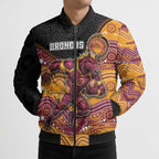 Custom Broncos Bomber Puffer Jacket Horse Mascot With Aboriginal Indigenous
