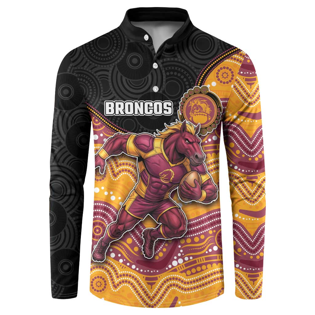 Custom Broncos Button Sweatshirt Horse Mascot With Aboriginal Indigenous