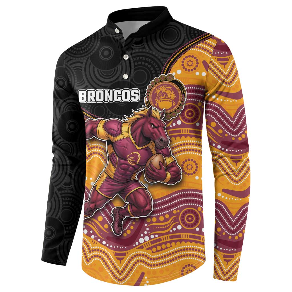 Custom Broncos Button Sweatshirt Horse Mascot With Aboriginal Indigenous
