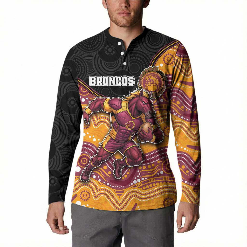 Custom Broncos Button Sweatshirt Horse Mascot With Aboriginal Indigenous