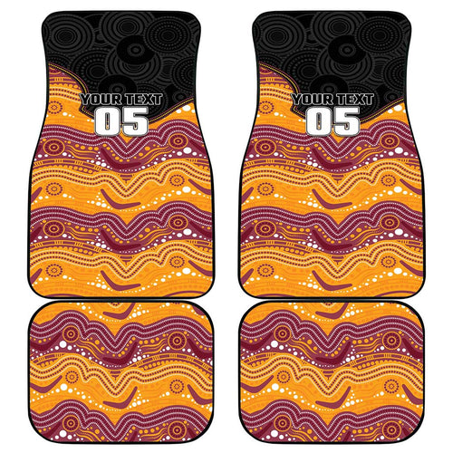 Custom Broncos Car Mats Horse Mascot With Aboriginal Indigenous