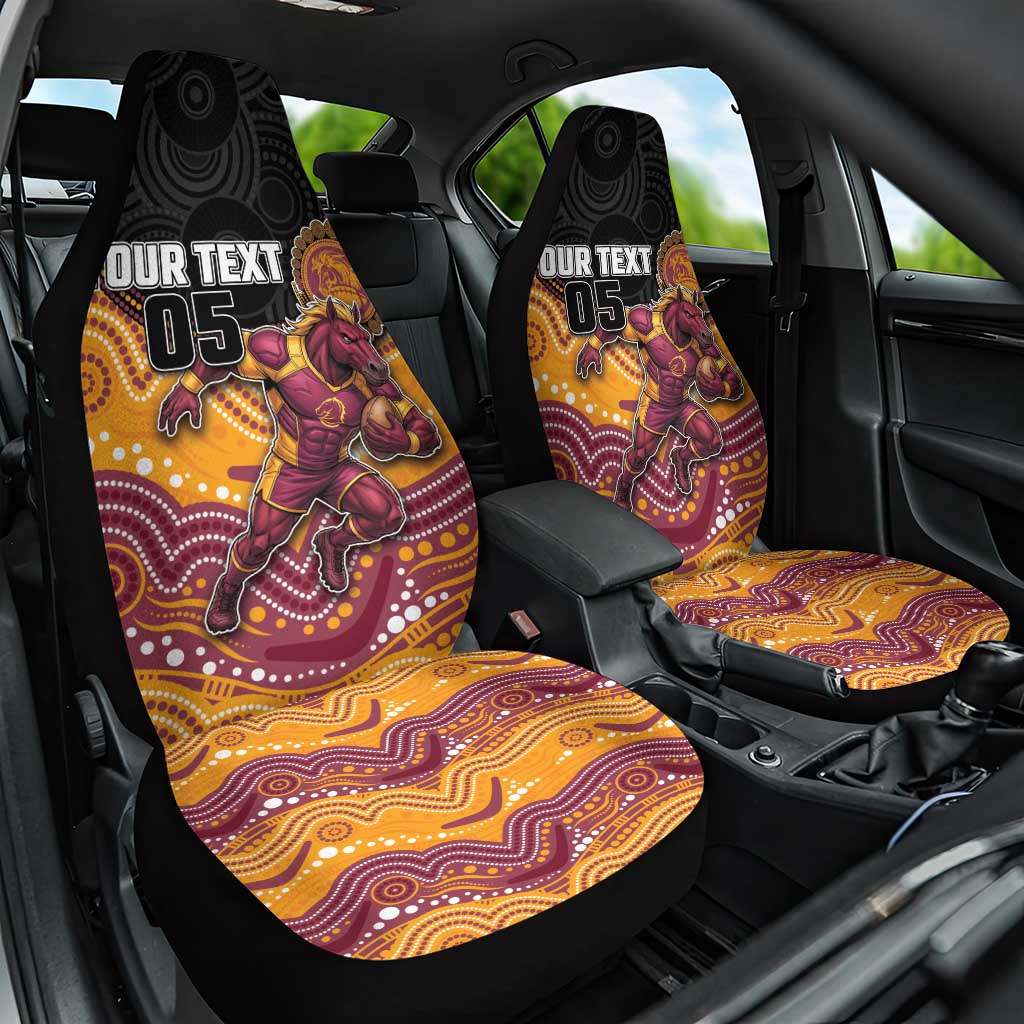 Custom Broncos Car Seat Cover Horse Mascot With Aboriginal Indigenous