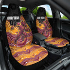 Custom Broncos Car Seat Cover Horse Mascot With Aboriginal Indigenous