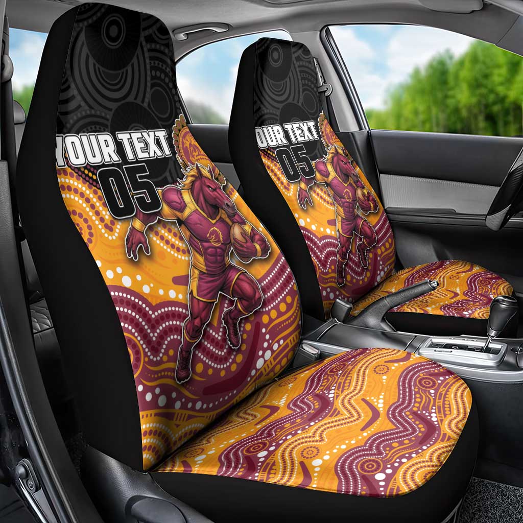 Custom Broncos Car Seat Cover Horse Mascot With Aboriginal Indigenous