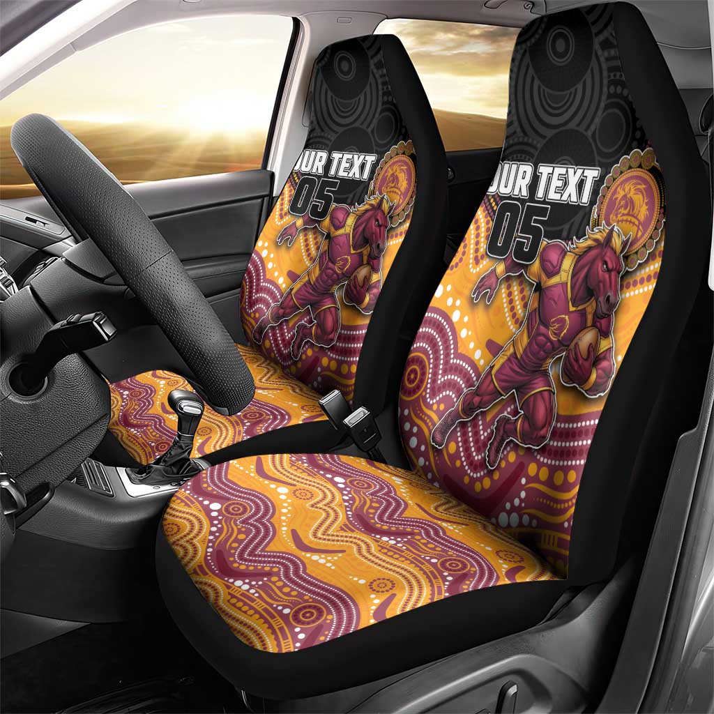 Custom Broncos Car Seat Cover Horse Mascot With Aboriginal Indigenous