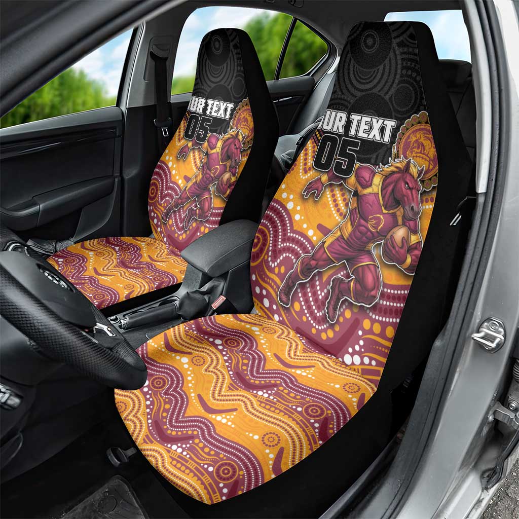 Custom Broncos Car Seat Cover Horse Mascot With Aboriginal Indigenous