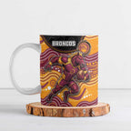 Custom Broncos Ceramic Mug Horse Mascot With Aboriginal Indigenous