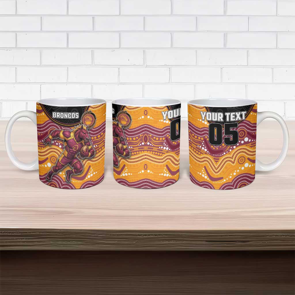 Custom Broncos Ceramic Mug Horse Mascot With Aboriginal Indigenous