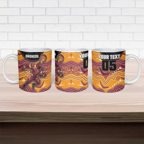 Custom Broncos Ceramic Mug Horse Mascot With Aboriginal Indigenous