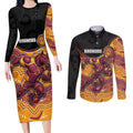 Custom Broncos Couples Matching Long Sleeve Bodycon Dress and Long Sleeve Button Shirt Horse Mascot With Aboriginal Indigenous