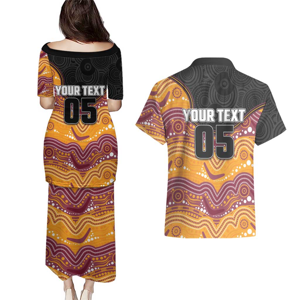 Custom Broncos Couples Matching Puletasi and Hawaiian Shirt Horse Mascot With Aboriginal Indigenous