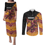 Custom Broncos Couples Matching Puletasi and Long Sleeve Button Shirt Horse Mascot With Aboriginal Indigenous