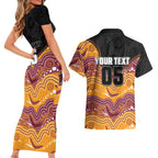 Custom Broncos Couples Matching Short Sleeve Bodycon Dress and Hawaiian Shirt Horse Mascot With Aboriginal Indigenous