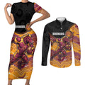 Custom Broncos Couples Matching Short Sleeve Bodycon Dress and Long Sleeve Button Shirt Horse Mascot With Aboriginal Indigenous