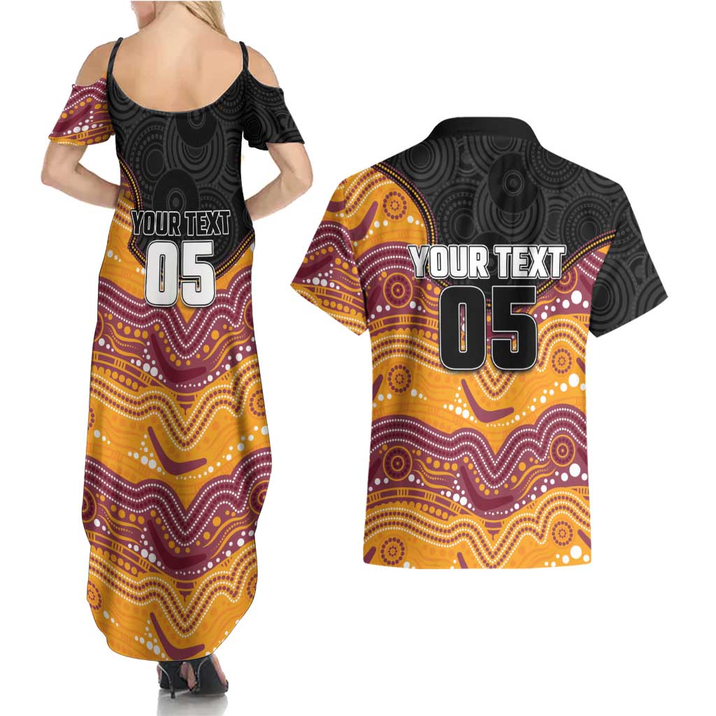 Custom Broncos Couples Matching Summer Maxi Dress and Hawaiian Shirt Horse Mascot With Aboriginal Indigenous