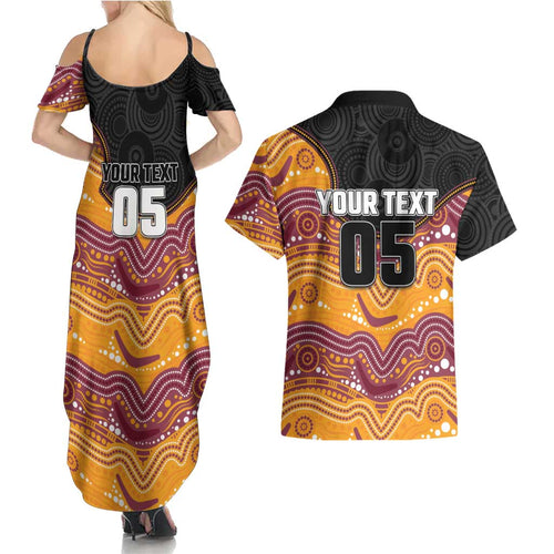 Custom Broncos Couples Matching Summer Maxi Dress and Hawaiian Shirt Horse Mascot With Aboriginal Indigenous