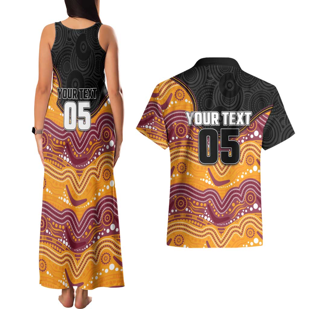 Custom Broncos Couples Matching Tank Maxi Dress and Hawaiian Shirt Horse Mascot With Aboriginal Indigenous