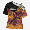 Custom Broncos Cross Shoulder Shirt Horse Mascot With Aboriginal Indigenous