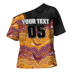 Custom Broncos Cross Shoulder Shirt Horse Mascot With Aboriginal Indigenous