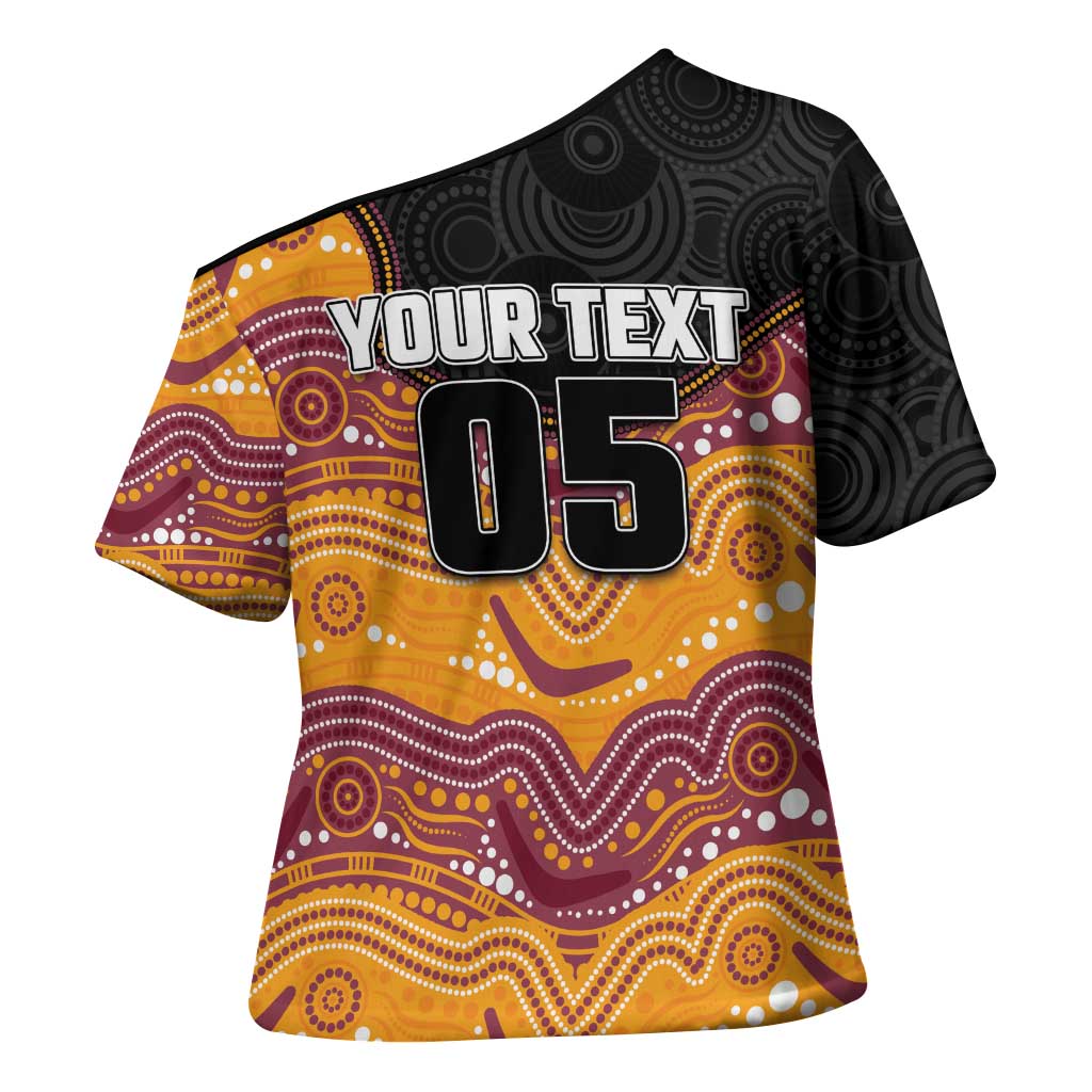 Custom Broncos Cross Shoulder Shirt Horse Mascot With Aboriginal Indigenous