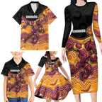 Custom Broncos Family Matching Long Sleeve Bodycon Dress and Hawaiian Shirt Horse Mascot With Aboriginal Indigenous