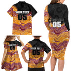 Custom Broncos Family Matching Long Sleeve Bodycon Dress and Hawaiian Shirt Horse Mascot With Aboriginal Indigenous